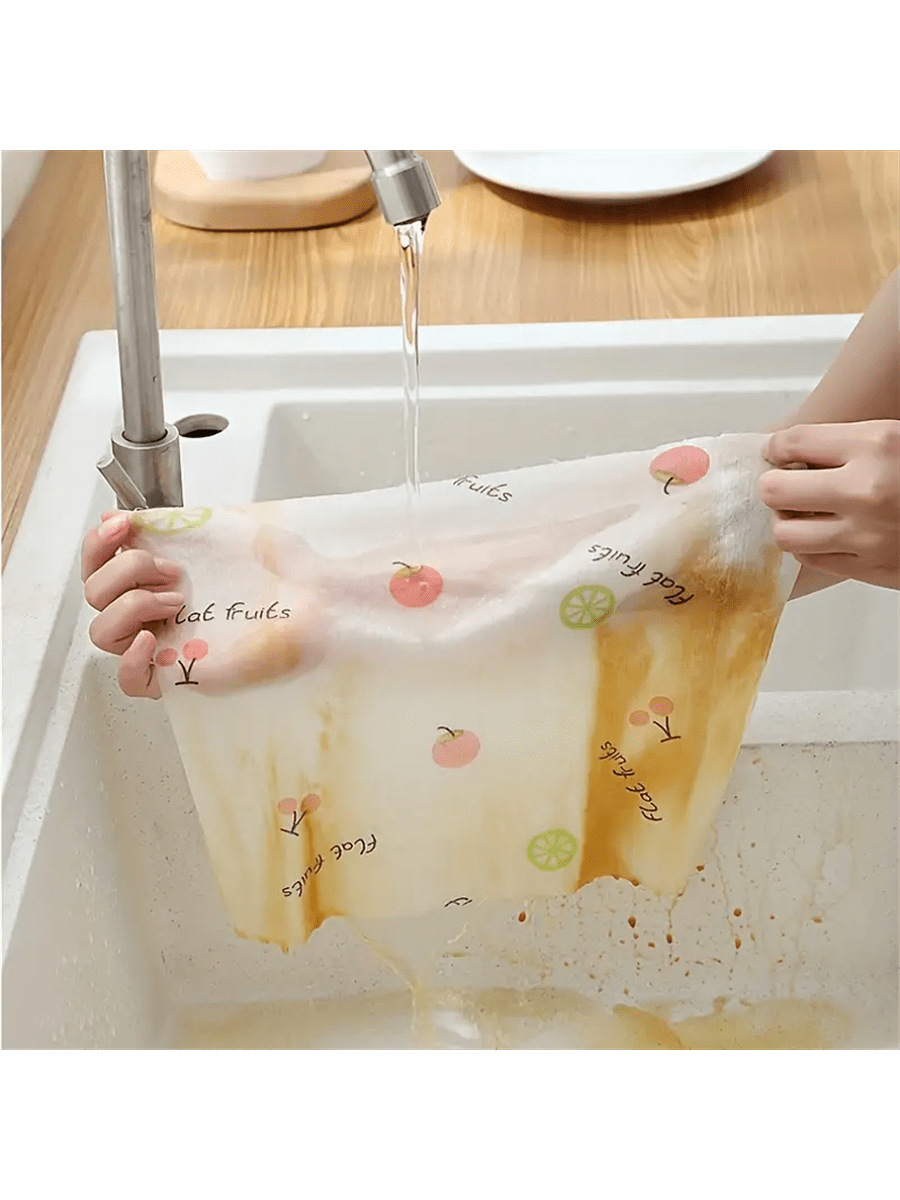 50pcs/Roll, Slouchy Rag, Dry And Wet Dual-Use Household Cleaning Rag For Window Car Glass Tableware Pans And Pots, Disposable Dishwashing Towel, Absorbent Non-Stick Oil Scouring Pads, Kitchen Supplies, Cleaning Tools(Random Style) Camping