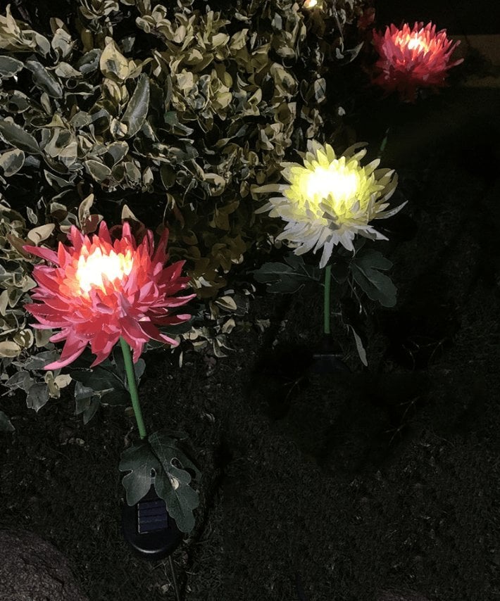 LED de estaca de jardín solar de crisantemo de 30