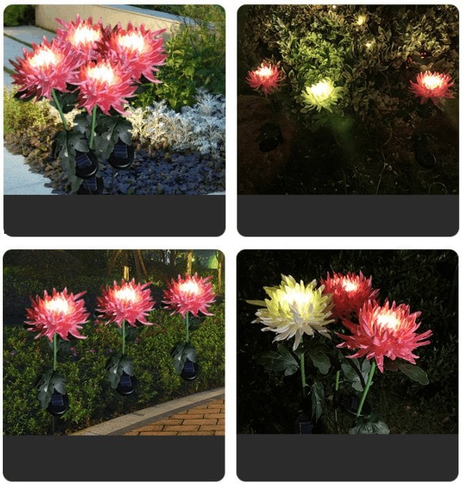 LED de estaca de jardín solar de crisantemo de 30
