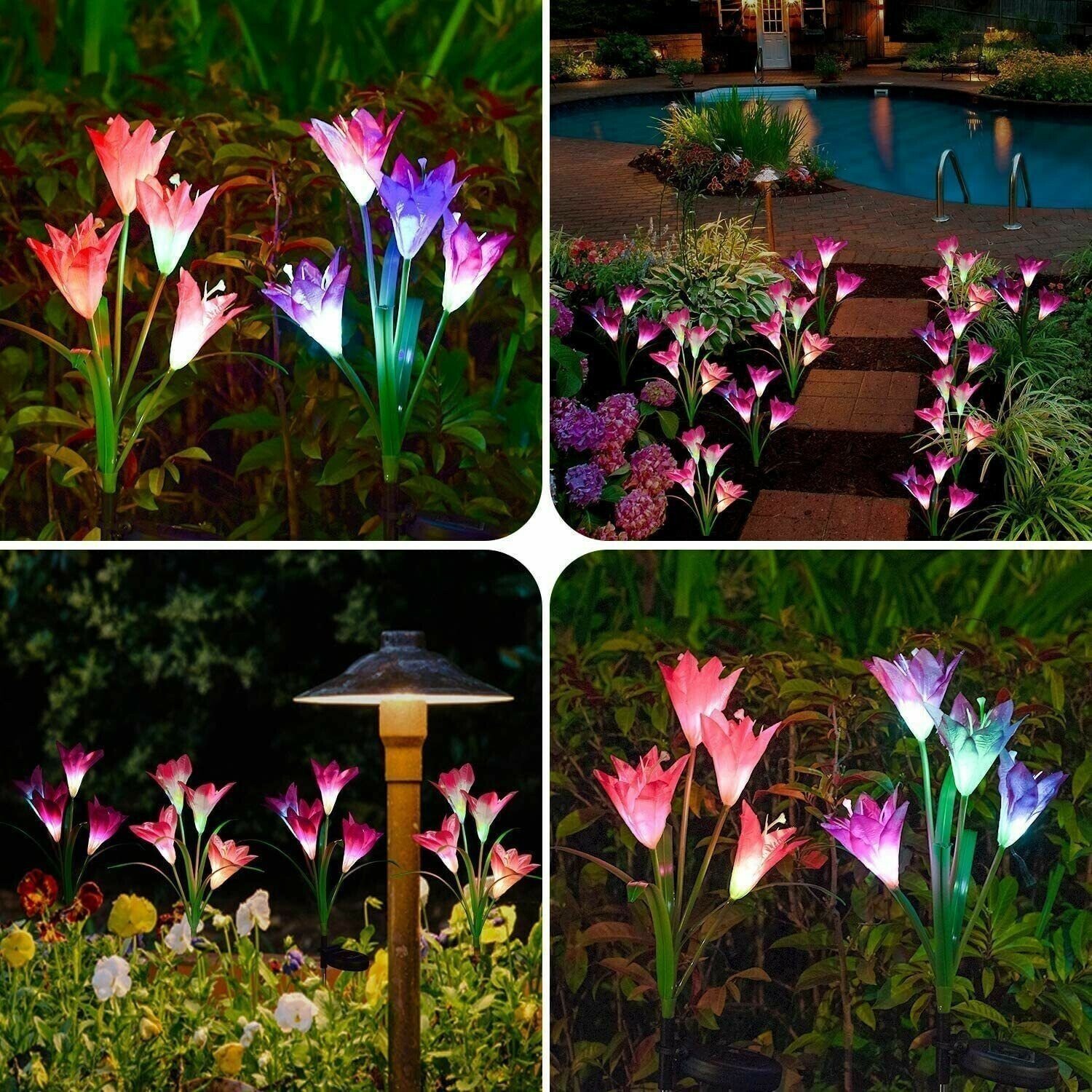 🌸Oferta especial de primavera: luces de estaca de jardín solares Lily (1 paquete de 4 lirios)