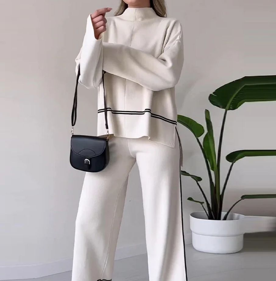 Classy Long Sleeve Plain Two Piece Set