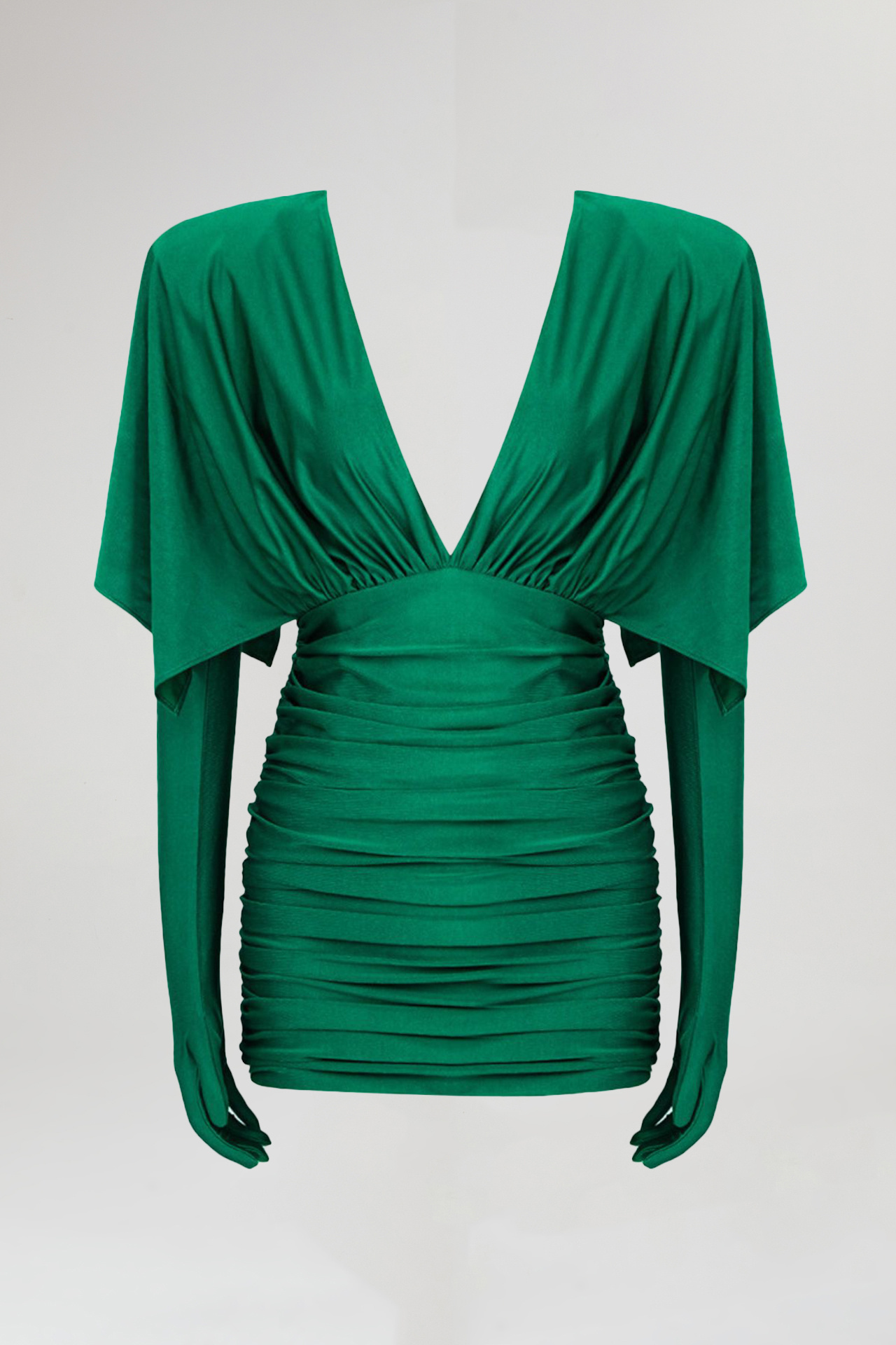 Hadley Ruched Mini Dress In Green