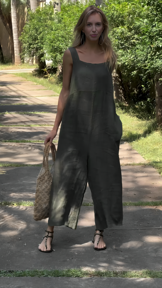 Solid Linen Jumpsuit