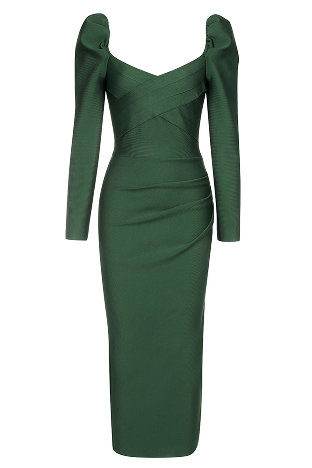 Mara Long Sleeve Bandage Dress In Green