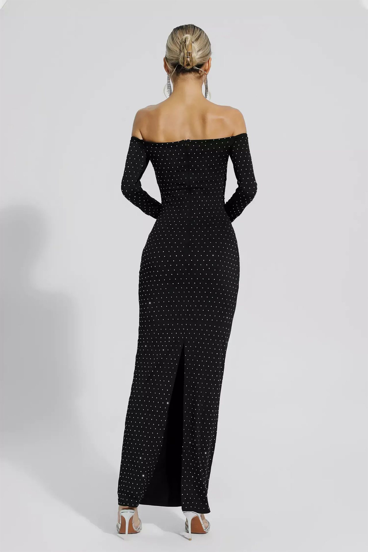 Kataleya Diamond Embellishment Cut Out Dress In Black