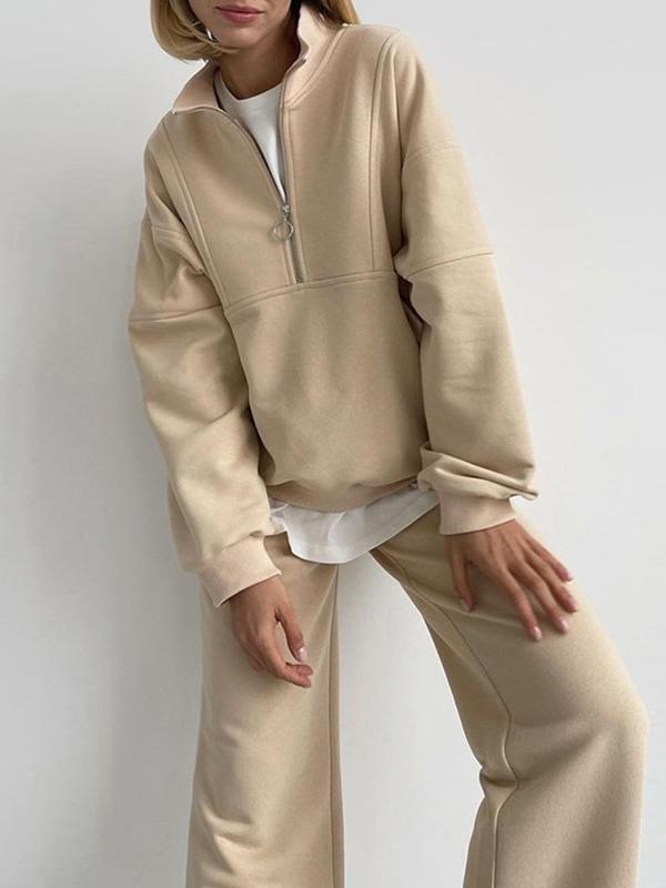 Lapel Top Trousers and Sweatshirt Two-piece Suit