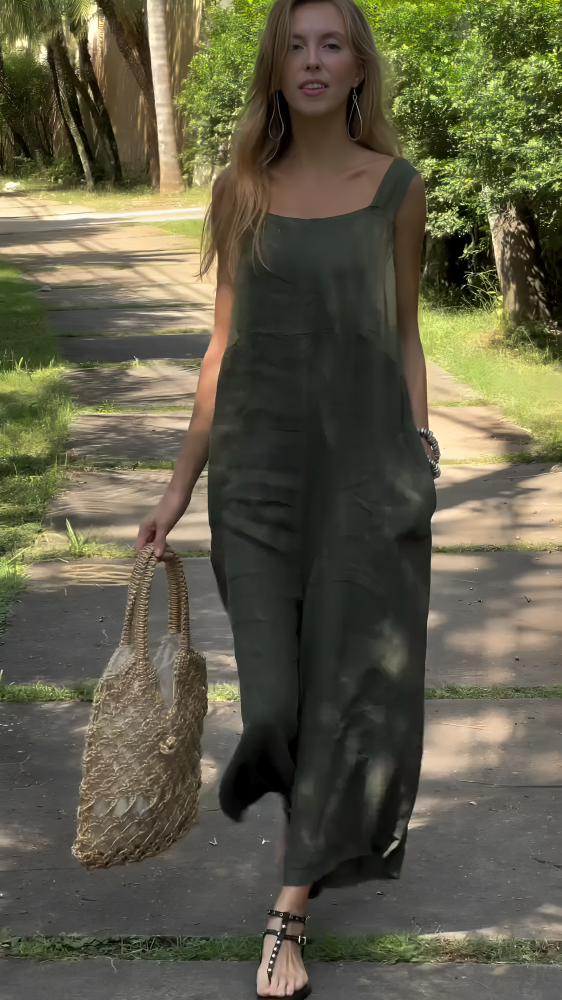 Solid Linen Jumpsuit