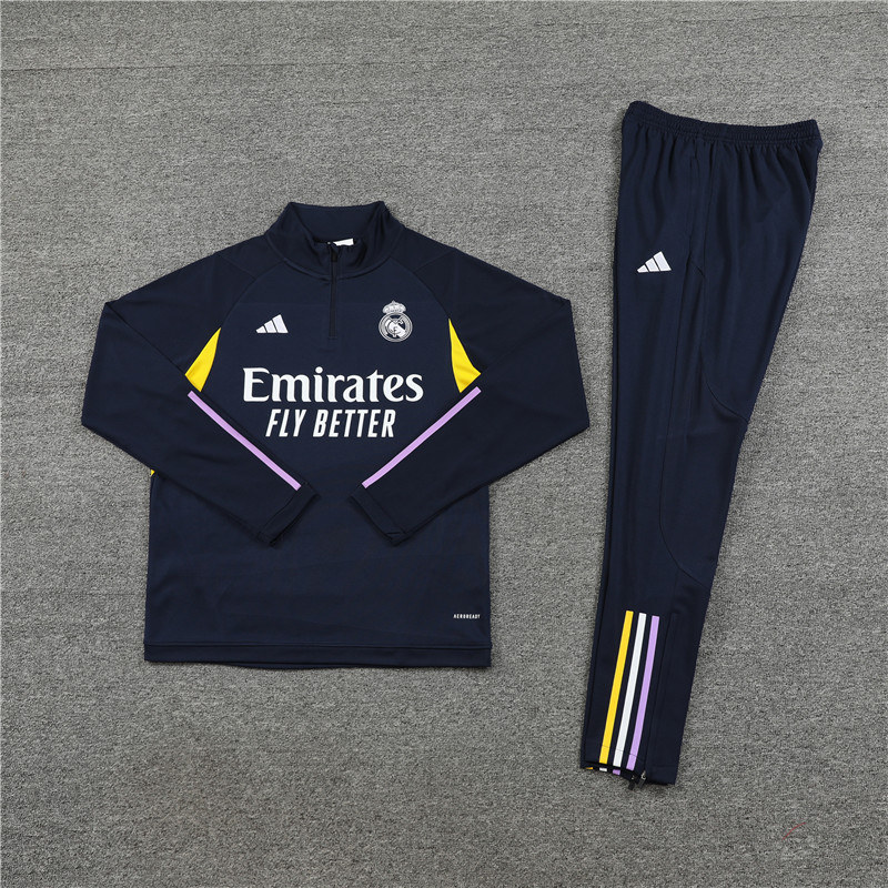 Real Madrid 23-24 Kids Long Sleeve Training Set Royal Blue