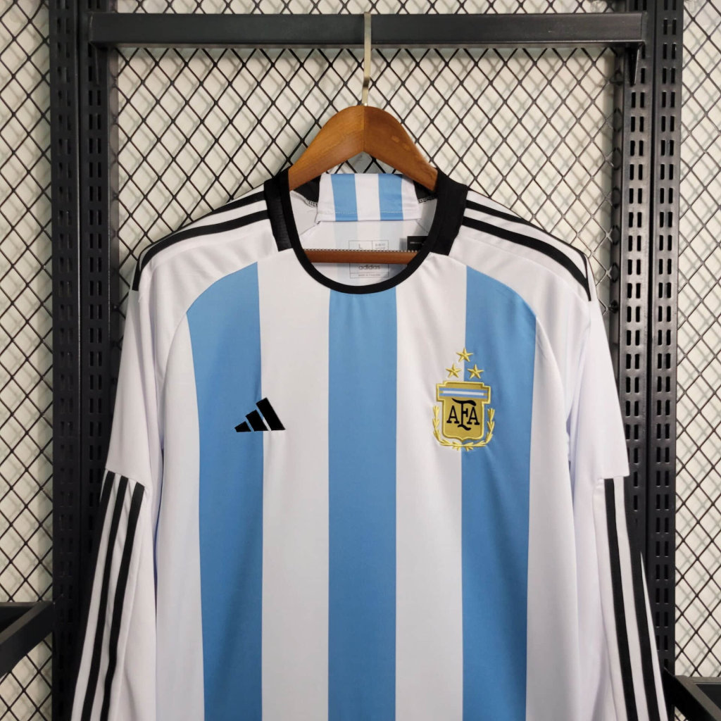 Argentina 3 Stars 22-23 Home Long Sleeve Jersey - Fans Version