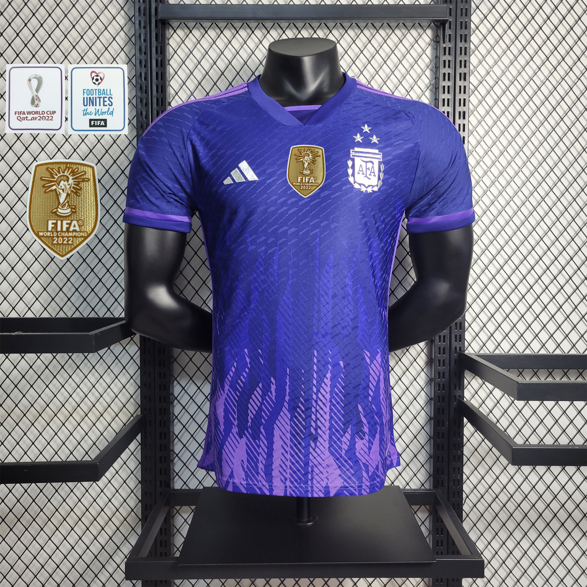 Argentina 3 Stars 22-23 Home Stadium Jersey - Player Version ( with 2022 World Champions Patch )