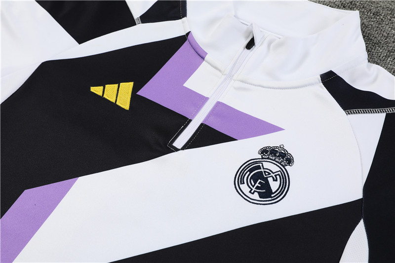 Real Madrid 23-24 Kids Long Sleeve Training Set White and Black