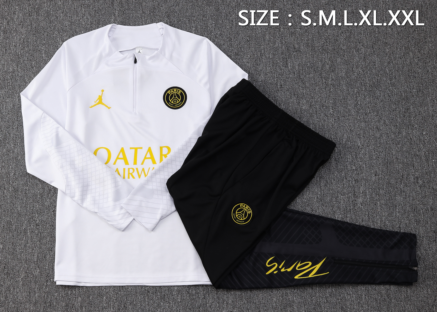 Paris Saint-Germain PSG 23-24 Long Sleeve Training Set -White and Golden
