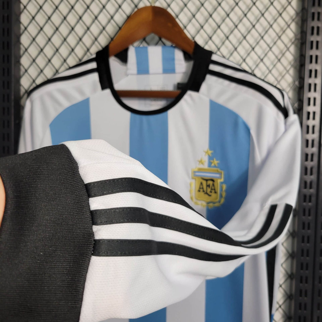 Argentina 3 Stars 22-23 Home Long Sleeve Jersey - Fans Version