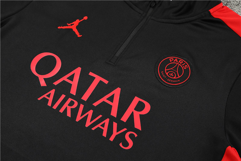 Paris Saint-Germain PSG 23-24 Kids Long Sleeve Training Set Black and Red