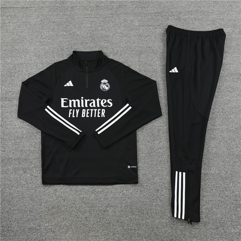 Real Madrid 23-24 Kids Long Sleeve Training Set Black