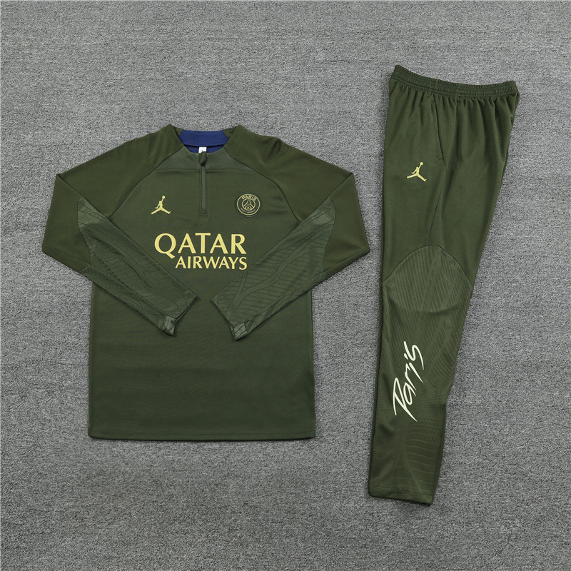 Paris Saint-Germain PSG 23-24 Kids Long Sleeve Training Set Pitch Green