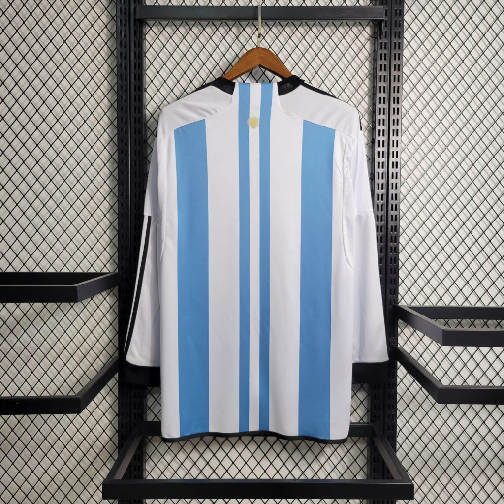 Argentina 3 Stars 22-23 Home Long Sleeve Jersey - Fans Version