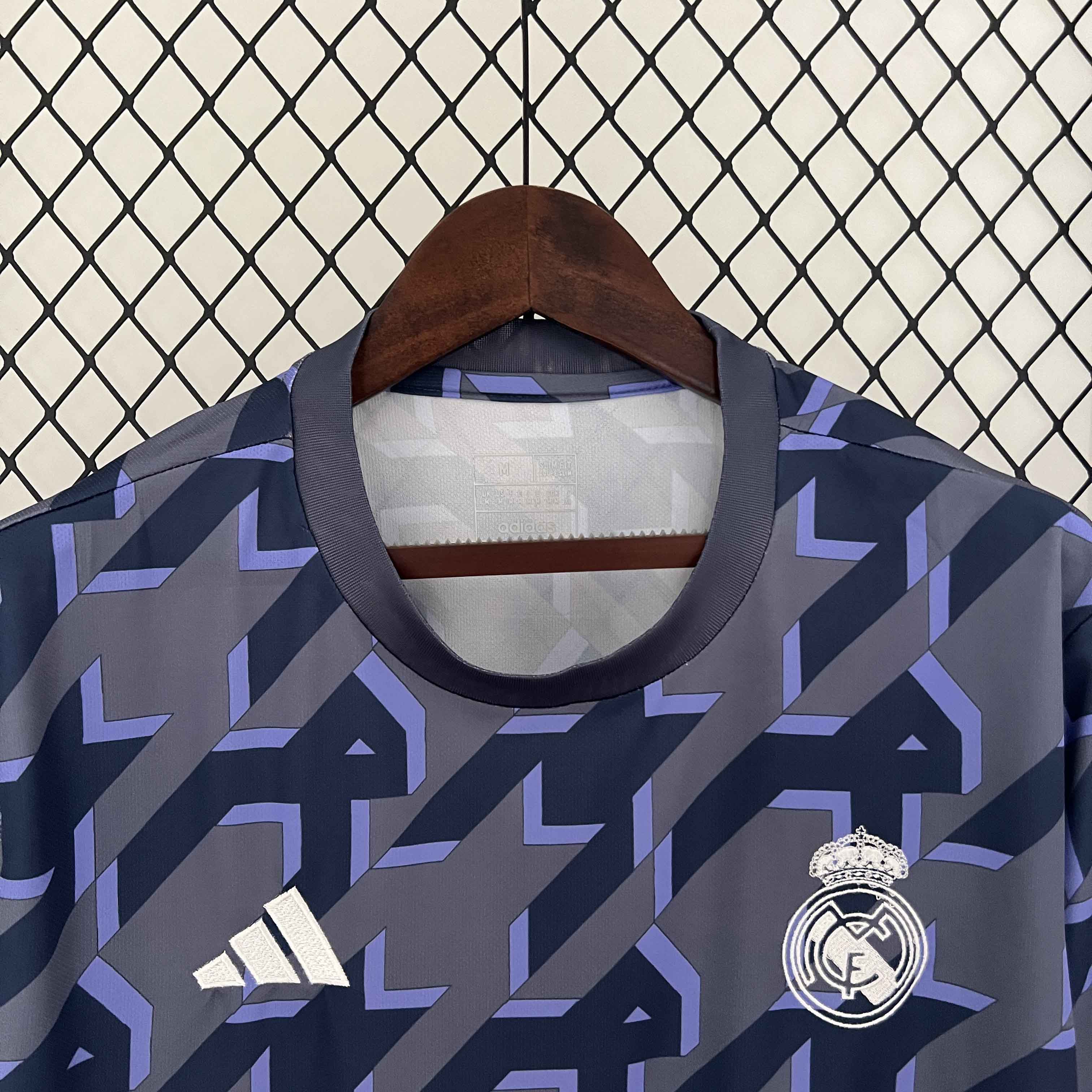 Real Madrid 23-24 Houndstooth Pattern Pre-match Jersey - Fans Version