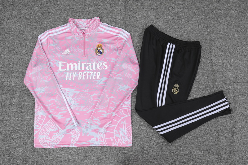 Real Madrid 23-24 Kids Long Sleeve Training Set Pink