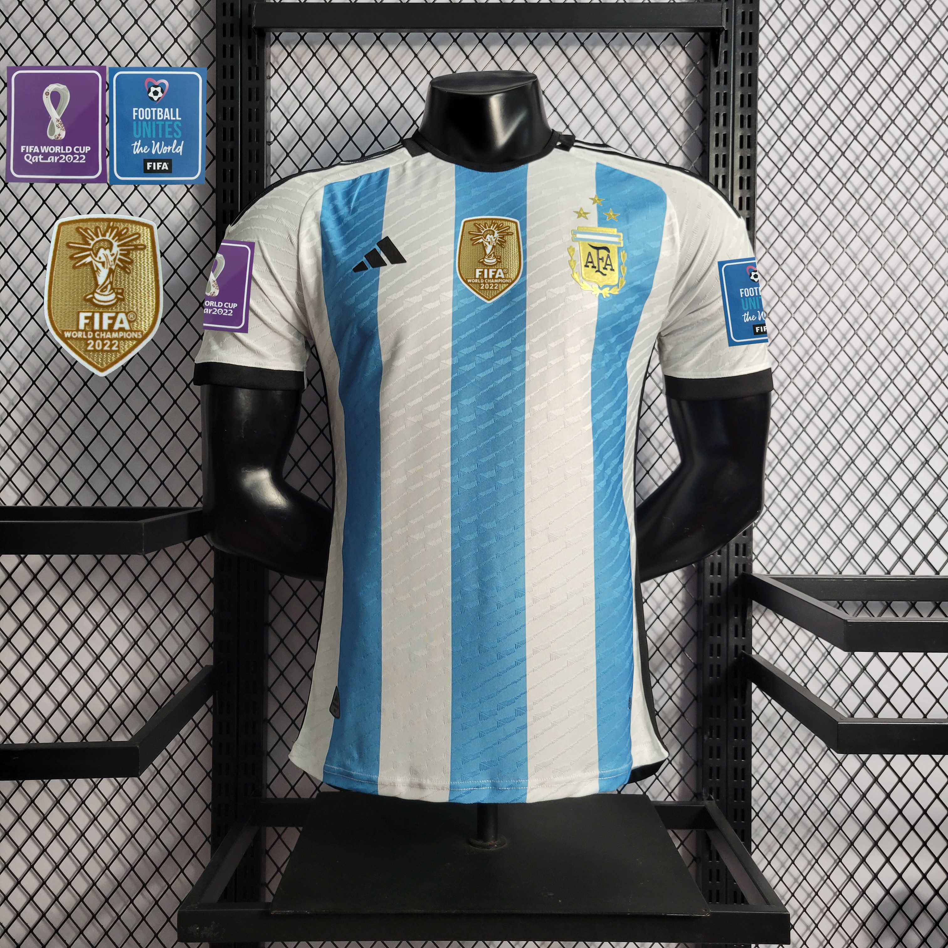 Argentina 3 Stars 22-23 Home Stadium Jersey - Player Version ( with 2022 World Champions Patch )