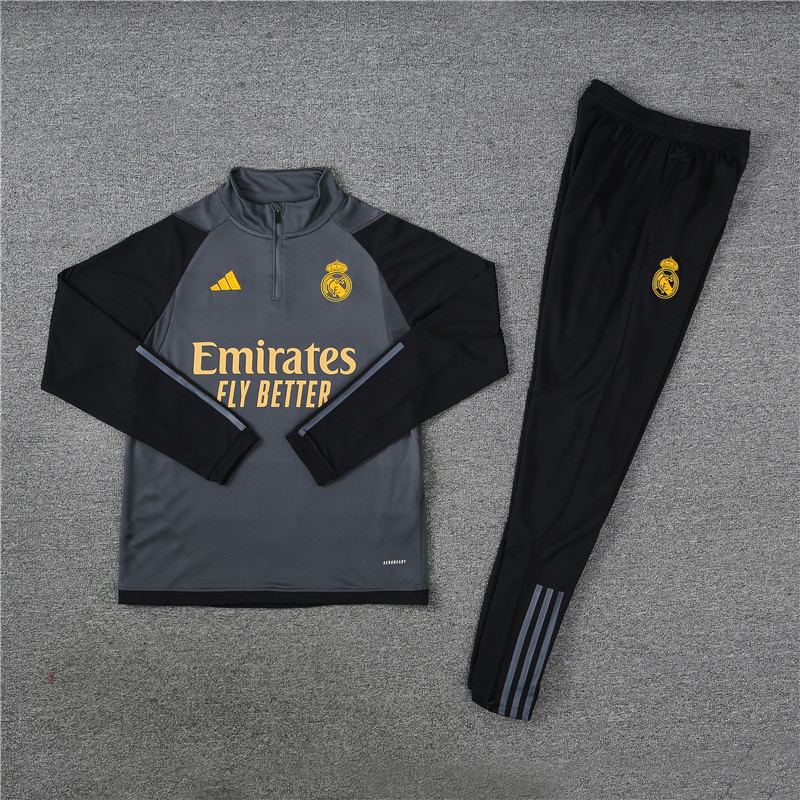 Real Madrid 23-24 Kids Long Sleeve Training Set Dark Grey