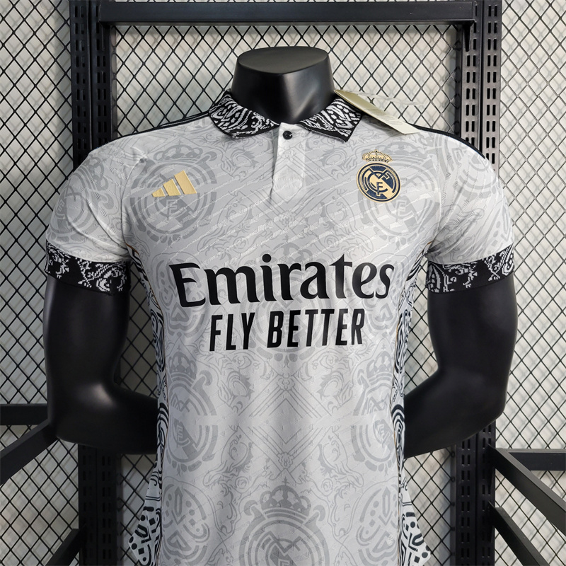 Real Madrid 23-24 White Black Jersey - Player Version