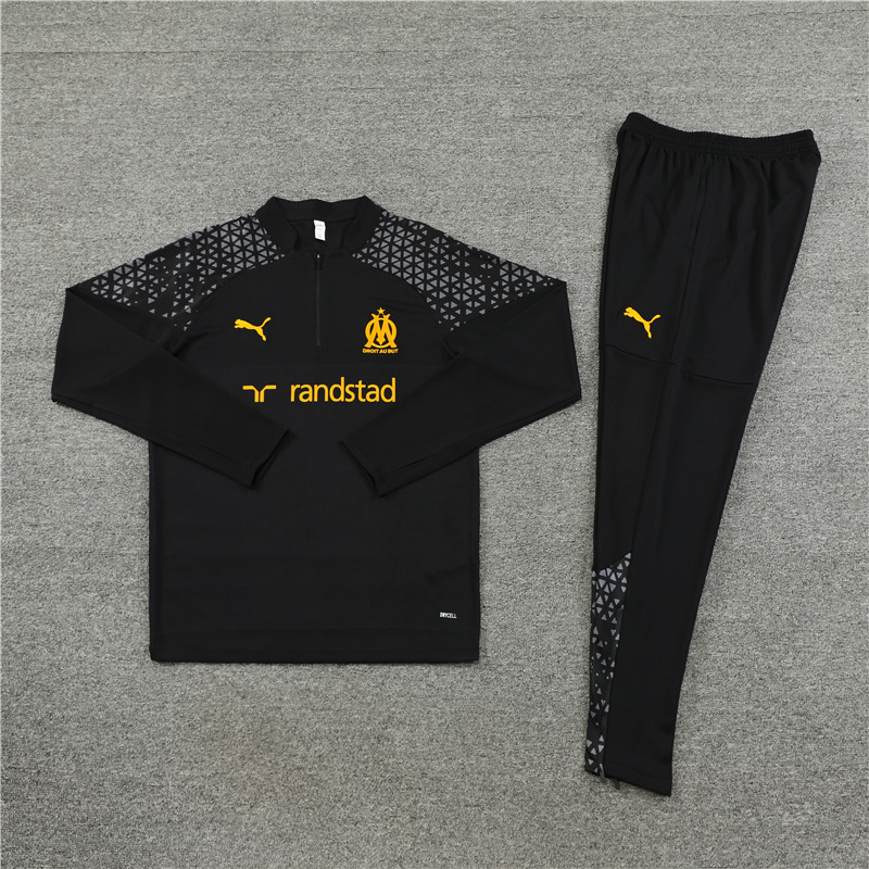 Marseille 23-24 Long Sleeve Training Set -Black and Yellow