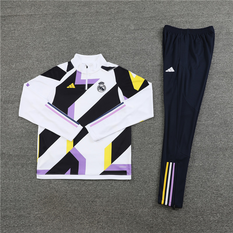 Real Madrid 23-24 Kids Long Sleeve Training Set White and Black
