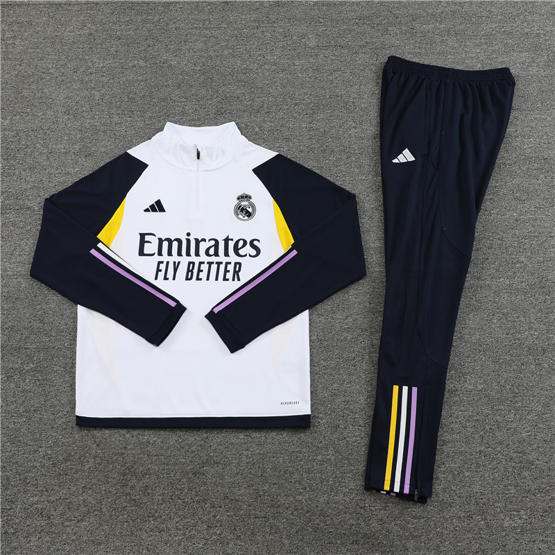 Real Madrid 23-24 Kids Long Sleeve Training Set White